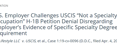 PS Lifestyle LLC v. USCIS, et al., Case 1:19-cv-0096 (D.D.C., filed Apr. 4, 2019) 