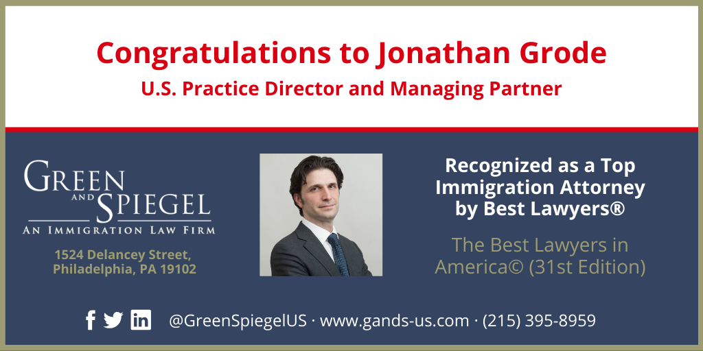 Jonathan Grode Honored by Best Lawyers in 2025 for Excellence in Immigration Law