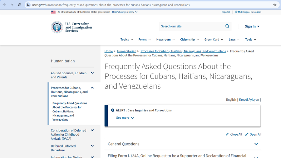 USCIS Announces No Reparole for Cuban, Haitian, Nicaraguan, and Venezuelan Parole Beneficiaries