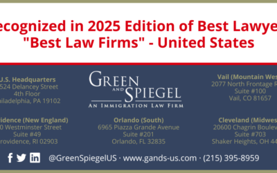 Green and Spiegel, U.S. Earns Top Spot Among 2025 Best Law Firms®