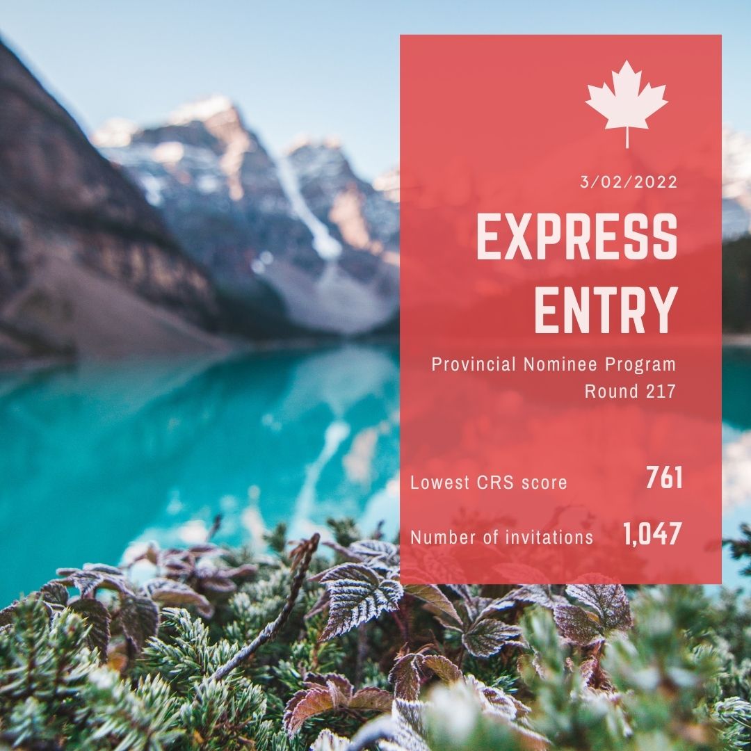 Express Entry 217 761 CRS Points Provincial Nominee Program